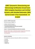 GD&T &lpar;Geometric Dimensioning and Tolerancing&rpar; Certification Actual Exam 2026 Complete Questions and Verified Answers with Detailed Rationales 100&percnt; Correct Grade A Pass Guaranteed - A&plus; Graded