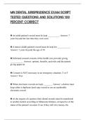 MN DENTAL JURISPRUDENCE EXAM SCRIPT&NewLine;TESTED QUESTIONS AND SOLUTIONS 100&NewLine;PERCENT CORRECT