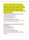 California Water Rights Practice Exam &NewLine;Questions with Answers and Rationales &NewLine;EXAM REVIEWS WITH COMPLETE ACTUAL &NewLine;2025-2026 QUESTIONS AND CORRECT &NewLine;VERIFIED ANSWERS&sol; ALREADY GRADED A&plus; &NewLine;&lpar;MOST RECENT&excl;&excl;&rpar; 