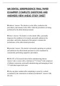MN DENTAL JURISPRUDENCE FINAL PAPER&NewLine;EXAMPREP COMPLETE QUESTIONS AND&NewLine;ANSWERS VIEW AHEAD STUDY SHEET