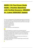 NURS 316 Final Exam Study &NewLine;Guide &ndash; Practice Questions &NewLine;with Verified Answers&period; GRADED &NewLine;A&plus;&period; Latest 2026&sol;2027 Update 