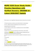 NURS 5220 Exam Study Guide &ndash; &NewLine;Practice Questions with &NewLine;Verified Answers&period; GRADED A&plus;&period; &NewLine;Latest 2026&sol;2027 Update 