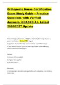 Orthopedic Nurse Certification &NewLine;Exam Study Guide &ndash; Practice &NewLine;Questions with Verified &NewLine;Answers&period; GRADED A&plus;&period; Latest &NewLine;2026&sol;2027 Update 
