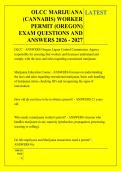 OLCC MARIJUANA &NewLine;&lpar;CANNABIS&rpar; WORKER &NewLine;PERMIT &lpar;OREGON&rpar; &NewLine;EXAM QUESTIONS AND &NewLine;ANSWERS 2026 - 2027 