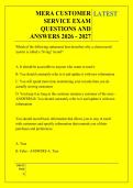 MERA CUSTOMER &NewLine;SERVICE EXAM &NewLine;QUESTIONS AND &NewLine;ANSWERS 2026 - 2027