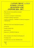 CANNON TRUST &NewLine;SCHOOL 2 EXAM &NewLine;QUESTIONS AND &NewLine;ANSWERS 2026 - 2027
