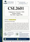 CSL2601 Assignment 1 &lpar;QUALITY ANSWERS&rpar; Semester 2 2026