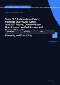 Texas SLP Jurisprudence Exam Actual Exam 2026&sol;2027 &ndash; 100&percnt; Verified &vert; Detailed Rationales &ndash; Pass Guaranteed &ndash; A&plus; Graded 