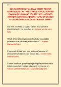 SOE PARAMEDIC FINAL EXAM &vert;&vert; MOST RECENT &NewLine;EXAM 2026&vert;2027 ACTUAL COMPLETE REAL VERIFIED &NewLine;EXAM QUESTIONS AND CORRECT WELL DEFINED &NewLine;ANSWERS &lpar;VERIFIED ANSWERS&rpar; ALREADY GRADED &NewLine;A&plus; &vert; GUARANTEED SUCCESS&excl;&excl; NEWEST EXAM&excl;&excl;&excl;