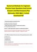 Numerical Methods for Engineers Practice Exam Questions And Correct Answers &lpar;Verified Answers&rpar; Plus Rationales 2026 Q&A &vert; Instant Download Pdf