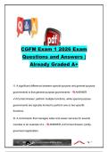 CGFM Exam 1 &lpar;2026&rpar; Practice Questions & Answers &vert; 170&plus; Exam Questions &vert; Government Accounting&comma; Budgeting&comma; Auditing & Public Finance &vert; Association of Government Accountants &lpar;AGA&rpar;