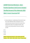 LADWP Electrical Mechanic  Exam &NewLine;Practice Questions And Correct Answers &NewLine;&lpar;Verified Answers&rpar; Plus Rationale 2026 &NewLine;Q&A&vert; Instant Download Pdf  