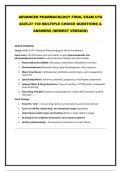 ADVANCED PHARMACOLOGY FINAL EXAM UTA 2026-27 100 MULTIPLE CHOICE QUESTIONS AND ANSWERS 