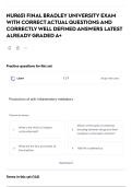 NUR651 FINAL BRADLEY UNIVERSITY EXAM WITH CORRECT ACTUAL QUESTIONS AND CORRECTLY WELL DEFINED ANSWERS LATEST ALREADY GRADED A&plus;