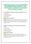 CWB Welding Inspector Level 3 Exam QUESTIONS AND ANSWERS ALREADY GRADED A&plus;&period; 100&percnt; Verified Solutions 2026&sol;2027 &vert; Updated Per Latest CSA W59 & W47&period;1 Standards &vert; Graded A&plus;