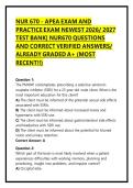 NUR 670 - APEA EXAM AND PRACTICE EXAM NEWEST 2026&sol; 2027 TEST BANK&vert; NUR670 QUESTIONS AND CORRECT VERIFIED ANSWERS&sol; ALREADY GRADED A&plus; &lpar;MOST RECENT&excl;&excl;&rpar;