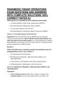 PARAMEDIC FISDAP OPERATIONS EXAM QUESTIONS AND ANSWERS WITH COMPLETE SOLUTIONS 100&percnt; CORRECT RATED A&plus;