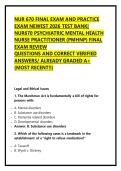 NUR 670 FINAL EXAM AND PRACTICE EXAM NEWEST 2026 TEST BANK&vert; NUR670 PSYCHIATRIC MENTAL HEALTH NURSE PRACTITIONER &lpar;PMHNP&rpar; FINAL EXAM REVIEW &NewLine;QUESTIONS AND CORRECT VERIFIED ANSWERS&sol; ALREADY GRADED A&plus; &lpar;MOST RECENT&excl;&excl;&rpar;&NewLine;