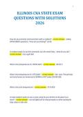 ILLINOIS CNA STATE EXAM&NewLine;QUESTIONS WITH SOLUTIONS&NewLine;2026