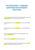 LTO EXAM &lpar;PART 1 CARWAHE&rpar;&NewLine;QUESTIONS WITH VERIFIED&NewLine;SOLUTIONS