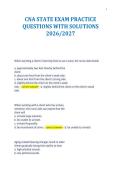 CNA STATE EXAM PRACTICE&NewLine;QUESTIONS WITH SOLUTIONS&NewLine;2026&sol;2027
