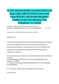NU 650 Advanced Health Assessment Final Exam Regis College Official Practice Exam Actual Exam 2026&sol;2027 with Detailed Rationales &vert; Complete Exam-Style Questions &vert; Pass Guaranteed &ndash; A&plus; Graded&NewLine;&NewLine;