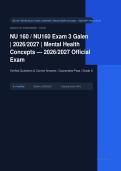 NU 160 Exam 3 Mental Health Concepts Actual Exam 2026&sol;2027 &ndash; 100&percnt; Verified &vert; Detailed Rationales &ndash; Pass Guaranteed &ndash; A&plus; Graded