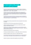 Final exam review LPN to RN Questions and Answers