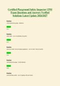 Certified Playground Safety Inspector CPSI&NewLine;Exam Questions and Answers Verified&NewLine;Solutions Latest Update 2026&sol;2027
