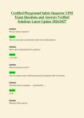 Certified Playground Safety Inspector CPSI&NewLine;Exam Questions and Answers Verified&NewLine;Solutions Latest Update 2026&sol;2027