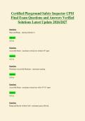 Certified Playground Safety Inspector CPSI&NewLine;Final Exam Questions and Answers Verified&NewLine;Solutions Latest Update 2026&sol;2027