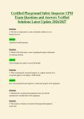 Certified Playground Safety Inspector CPSI&NewLine;Exam Questions and Answers Verified&NewLine;Solutions Latest Update 2026&sol;2027