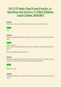 BCCCP Study Final Exam Practice A&plus;&NewLine;Questions and Answers Verified Solutions&NewLine;Latest Update 2026&sol;2027
