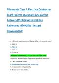 Minnesota Class A Electrical Contractor &NewLine;Exam Practice Questions And Correct &NewLine;Answers &lpar;Verified Answers&rpar; Plus &NewLine;Rationales 2026 Q&A &vert; Instant &NewLine;Download Pdf 