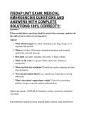 FISDAP UNIT EXAM&colon; MEDICAL EMERGENCIES QUESTIONS AND ANSWERS WITH COMPLETE SOLUTIONS 100&percnt; CORRECT&excl;&excl;&excl;