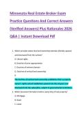 Minnesota Real Estate Broker Exam &NewLine;Practice Questions And Correct Answers &NewLine;&lpar;Verified Answers&rpar; Plus Rationales 2026 &NewLine;Q&A &vert; Instant Download Pdf 