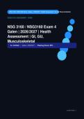 NSG 3160 Exam 4 Health Assessment GI GU Musculoskeletal Actual Exam 2026&sol;2027 &ndash; 100&percnt; Verified &vert; Detailed Rationales &ndash; Pass Guaranteed &ndash; A&plus; Graded