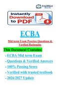 ECBA Midterm Exam Test Bank  Practice Questions & Answers