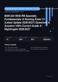 &NewLine; BSN 225 HESI Fundamentals of Nursing Exam V1 Actual Exam 2026&sol;2027 &ndash; 100&percnt; Verified &vert; Detailed Rationales &ndash; Pass Guaranteed &ndash; A&plus; Graded