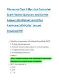 Bundle for Minnesota Class A and BElectrical Contractor Exam Practice Questions And Correct Answers &lpar;Verified Answers&rpar; Plus Rationales 2026 Q&A &vert; Instant Download Pdf