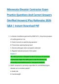 Minnesota Elevator Contractor Exam &NewLine;Practice Questions And Correct Answers &NewLine;&lpar;Verified Answers&rpar; Plus Rationales 2026 &NewLine;Q&A &vert; Instant Download Pdf 