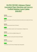 BATES NEURO Abdomen Clinical&NewLine;Assessment Paper Questions and Answers&NewLine;Verified Solutions Latest Update&NewLine;2026&sol;2027