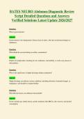 BATES NEURO Abdomen Diagnostic Review&NewLine;Script Detailed Questions and Answers&NewLine;Verified Solutions Latest Update 2026&sol;2027