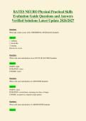 BATES NEURO Physical Practical Skills&NewLine;Evaluation Guide Questions and Answers&NewLine;Verified Solutions Latest Update 2026&sol;2027