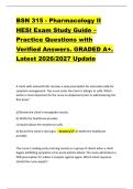 BSN 315 - Pharmacology II &NewLine;HESI Exam Study Guide &ndash; &NewLine;Practice Questions with &NewLine;Verified Answers&period; GRADED A&plus;&period; &NewLine;Latest 2026&sol;2027 Update 