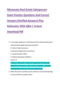 Minnesota Real Estate Salesperson &NewLine;Exam Practice Questions And Correct &NewLine;Answers &lpar;Verified Answers&rpar; Plus &NewLine;Rationales 2026 Q&A &vert; Instant &NewLine;Download Pdf 