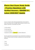 Pharm Hesi Exam Study Guide &ndash; Practice Questions with &NewLine;Verified Answers&period; GRADED A&plus;&period; &NewLine;Latest 2026&sol;2027 Update 