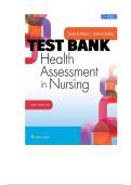 TEST BANK FOR HEALTH ASSESSMENT IN NURSING 6TH EDITION BY WEBER &lpar;Answer key at the end&comma; Original Test bank&comma; 100&percnt; Verified Solutions&rpar;&NewLine;