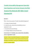 Tenable Vulnerability Management Specialist &NewLine;Exam Questions and Correct Answers &lpar;Verified &NewLine;Answers&rpar; Plus Rationale 2027 Q&A&vert; Instant &NewLine;Download Pdf