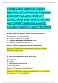 California Real Estate Law Practice &NewLine;Questions with Answers and Rationales &NewLine;EXAM REVIEWS WITH COMPLETE &NewLine;ACTUAL EXAM 2025 -2026 QUESTIONS &NewLine;AND CORRECT VERIFIED ANSWERS&sol; &NewLine;ALREADY GRADED A&plus; &lpar;MOST RECENT&excl;&excl;&rpar; 